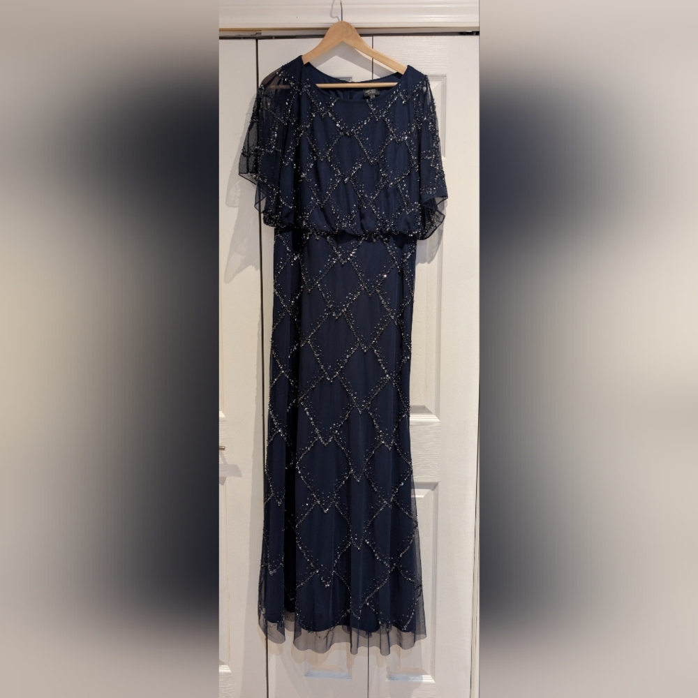 Adrianna Papell Blouson Beaded Gown - Picture 3 of 7